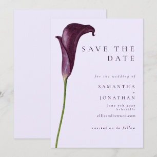 Reserve A Data Casamento Flor de Lírio Calla Roxo Elegante