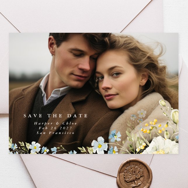 Reserve A Data Casamento Flor Silvestre Boho Simples Elegante (Criador carregado)