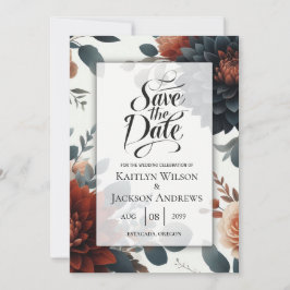 Reserve A Data Casamento Florais Outonais Rústicos e Mal-humorado