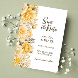 Reserve A Data Casamento Floral Amarelo