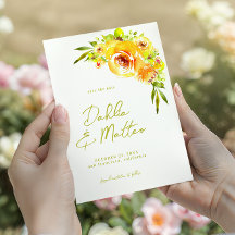 Casamento Floral Aquarela Amarela e Verde Cítrica