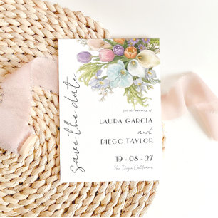 Reserve A Data Casamento Floral Aquarela Pastel