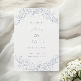 Reserve A Data Casamento Floral Azul Delicado Salve a Data