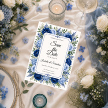 Casamento Floral Azul Elegante