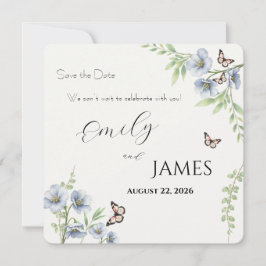 Reserve A Data Casamento Floral Azul Salve a Data