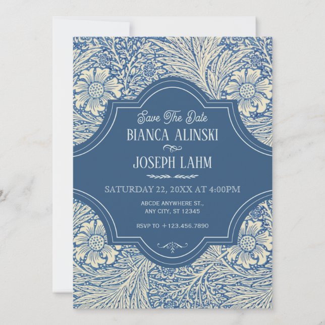 RESERVE A DATA CASAMENTO FLORAL AZUL VINTAGE (Frente)