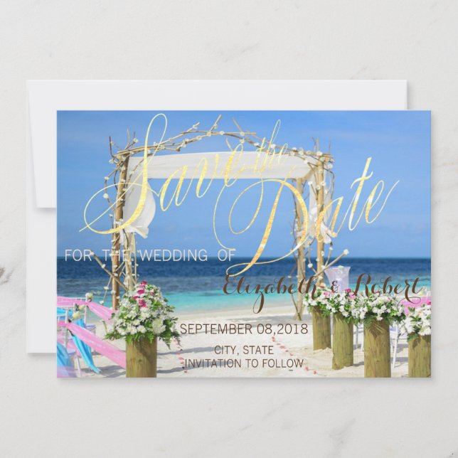 Reserve A Data Casamento Floral Beach Arbor  Salve A Data (Frente)
