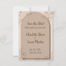 Reserve A Data Casamento Floral Bege Elegante