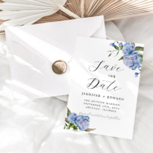 Reserve A Data Casamento Floral Blue Watercolor