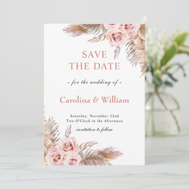 Reserve A Data Casamento Floral Boho (Em pé/Frente)