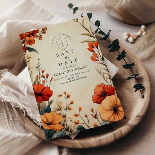 Reserve A Data Casamento Floral Boho Outono (Criador carregado)