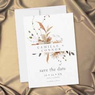 Reserve A Data Casamento Floral Boho Outono Neutro Rústico