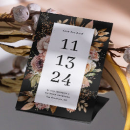 Reserve A Data Casamento Floral Boho Preto | Outono Escuro Rústic