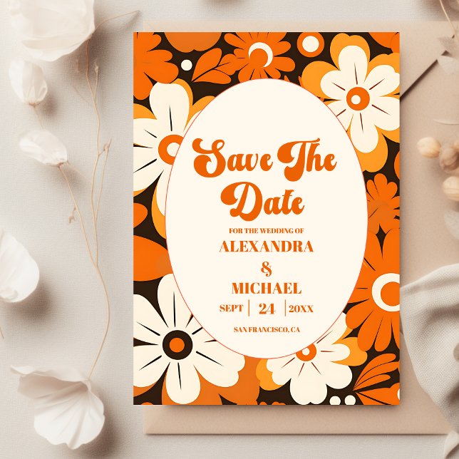 Reserve A Data Casamento Floral Boho Retro (Criador carregado)