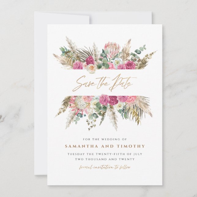 Reserve A Data Casamento Floral Boho Salve A Data (Frente)