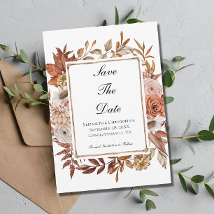 Reserve A Data Casamento Floral Boho Terracota Ferrugem