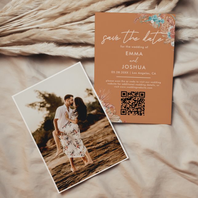 Reserve A Data Casamento Floral Boho Terroso Foto (Criador carregado)