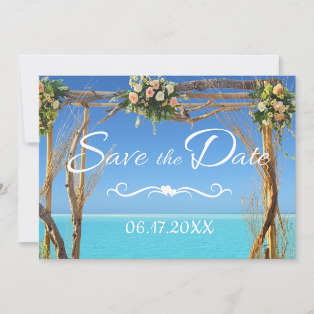 Reserve A Data Casamento Floral Boho Verão Praia Save the Date (Frente)