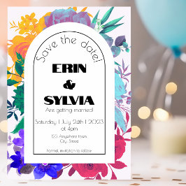 Reserve A Data Casamento Floral Bold Rainbow