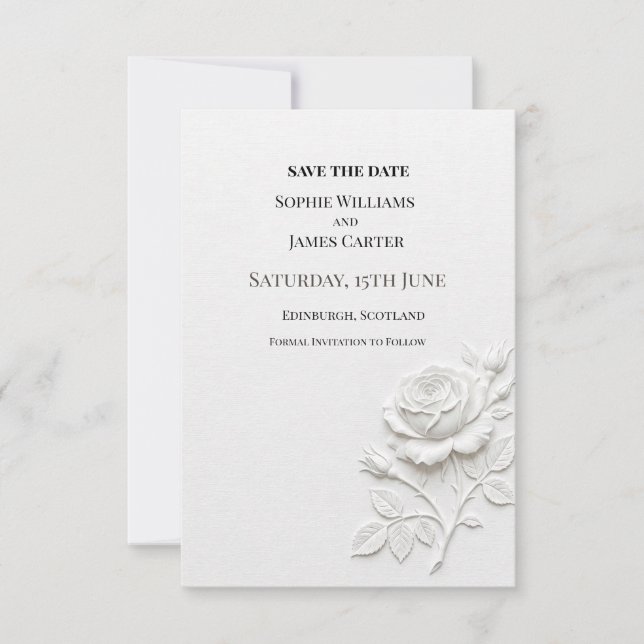 Reserve A Data Casamento Floral Branco (Frente)