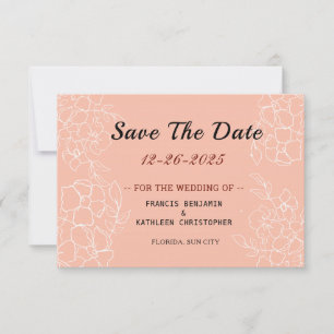 Reserve A Data Casamento Floral Branco Moderno Coral