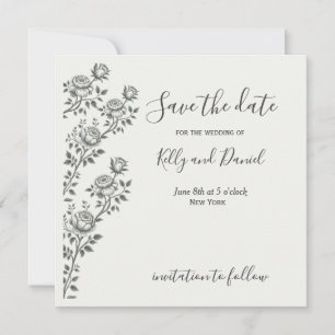 Reserve A Data Casamento Floral Branco Negro Minimalista Boho