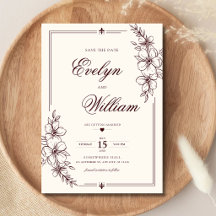 Casamento Floral Burgundy de Caligrafia Moderna El