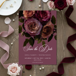 Reserve A Data Casamento Floral Burgundy e Rust Suave e Elegante