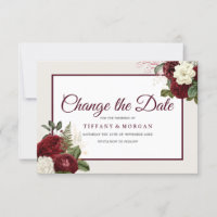 Casamento Floral Burgundy Romântico Mudar a Data