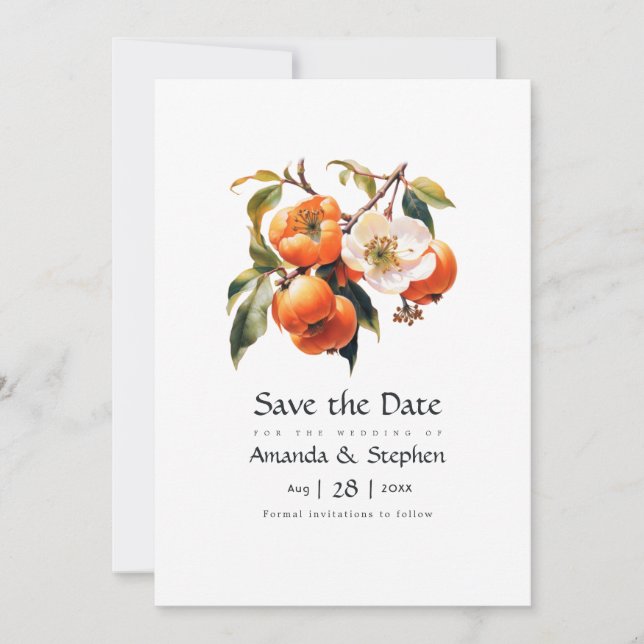 Reserve A Data Casamento Floral Caqui (Frente)