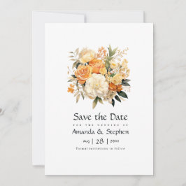 Reserve A Data Casamento Floral Champanhe e Marfim