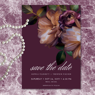 Reserve A Data Casamento Floral Clássico Burgundy Elegante e Temp