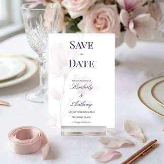 Reserve A Data Casamento Floral Clássico Romântico Rosa Desbotado