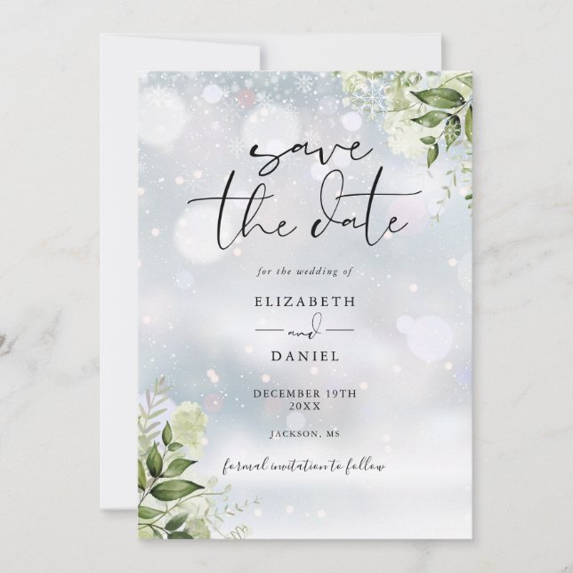 Reserve A Data Casamento Floral Código QR de Vegetação de Inverno (Frente)