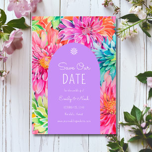 Reserve A Data Casamento Floral Colorido Moderno de Aquarela Trop