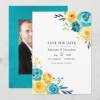 Casamento Floral com Aquarela Turquesa e Amarela