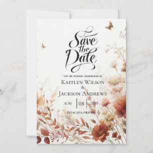 Reserve A Data Casamento Floral com Borboletas Boho Browns