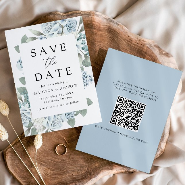 Reserve A Data Casamento Floral com Código QR Elegante e Empolado (Criador carregado)