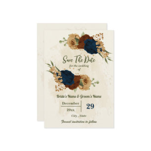 Reserve A Data casamento floral com marinho de terracotta