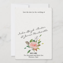 Casamento floral com Rosa de aquarela e folhagem