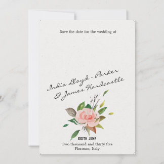 Reserve A Data Casamento floral com Rosa de aquarela e folhagem