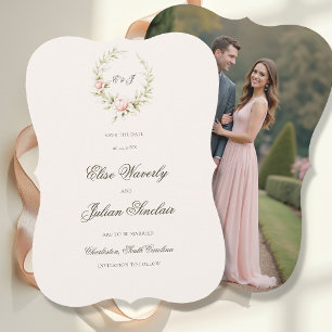 Reserve A Data Casamento Floral Cor-de-Rosa Etéreo Jardim Vintage