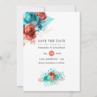 Casamento Floral Coral Vivo e Turquesa