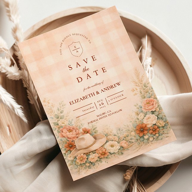 Reserve A Data Casamento Floral Country Western com Rosa-choque (Criador carregado)