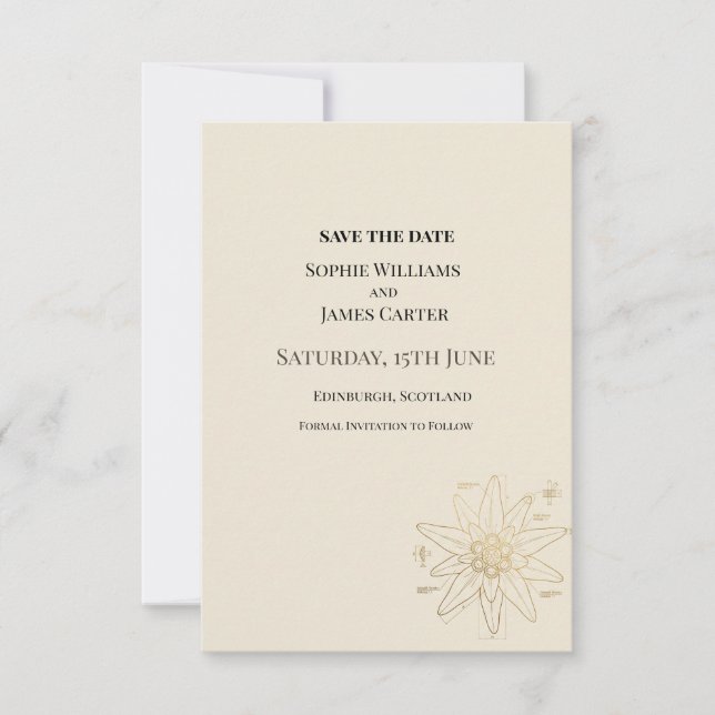 Reserve A Data Casamento Floral Creme Dourado (Frente)