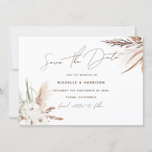 Reserve A Data Casamento Floral da Boêmia Branca Moderna