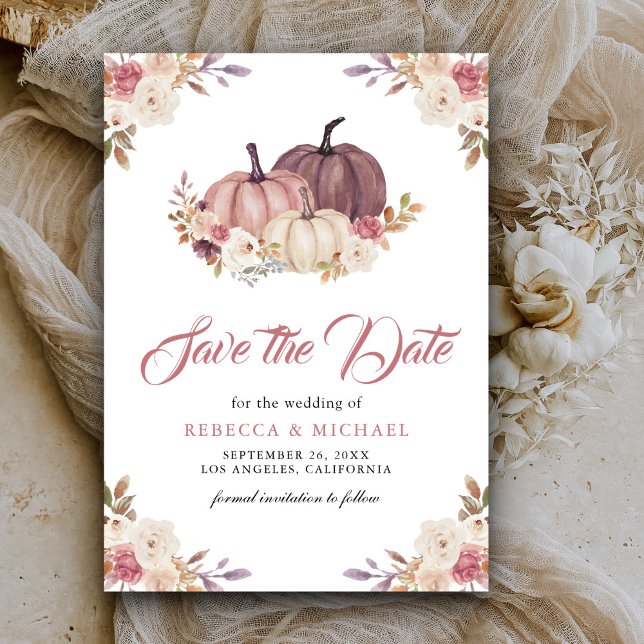 Reserve A Data Casamento Floral de Abóbora Rosa Poeirento (Criador carregado)