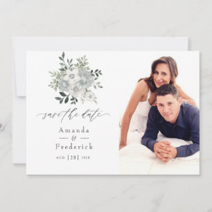 Reserve A Data Casamento Floral de Aguarela Prata Sage