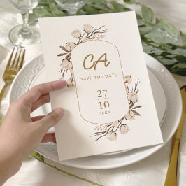 Reserve A Data Casamento Floral de Algodão Rústico