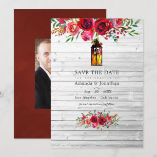 Reserve A Data Casamento Floral de Aquarela Rústica em Burgundy e